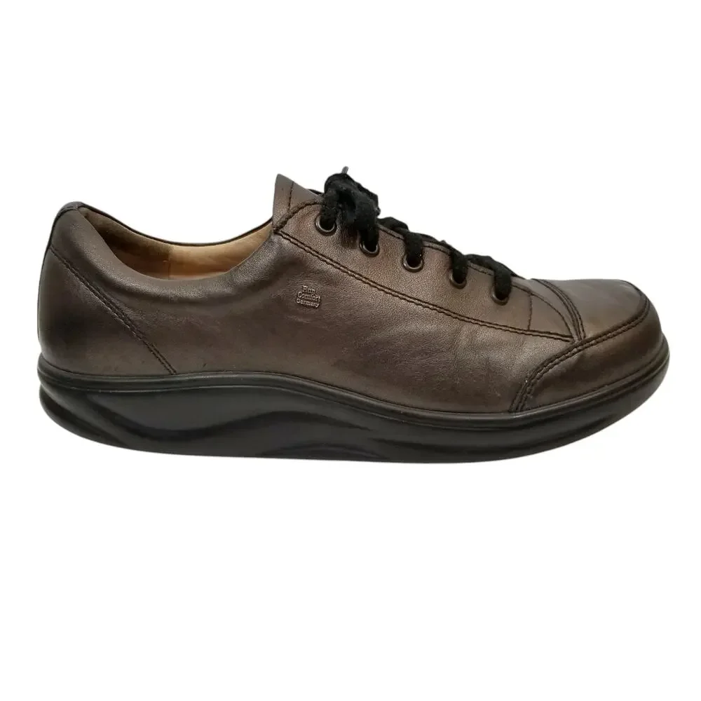 Finn Comfort Women's Ikebukuro Casual Walking Shoes Leather Sneakers Brown 9.5